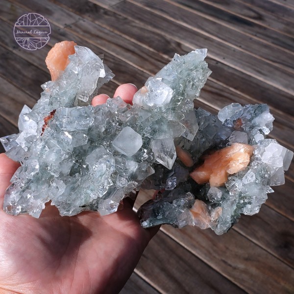 Apophyllite with Stilbite on Blue Chalcedony Stalactite, 850g
