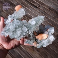 Apophyllite with Stilbite on Blue Chalcedony Stalactite, 850g
