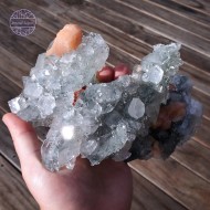 Apophyllite with Stilbite on Blue Chalcedony Stalactite, 850g