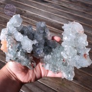 Apophyllite with Stilbite on Blue Chalcedony Stalactite, 850g