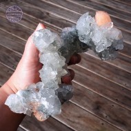 Apophyllite with Stilbite on Blue Chalcedony Stalactite, 850g