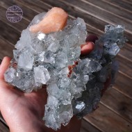 Apophyllite with Stilbite on Blue Chalcedony Stalactite, 850g