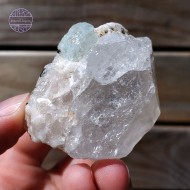 Aquamarine, Schorl Torumaline, and Feldspar on Quartz, 90g