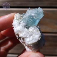 Aquamarine, Mica and Schorl Tourmaline on Feldspar, 47g