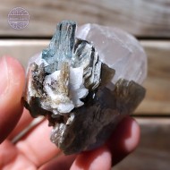 Aquamarine Cluster Silver Mica and Schorl Tourmaline on Quartz, 82g